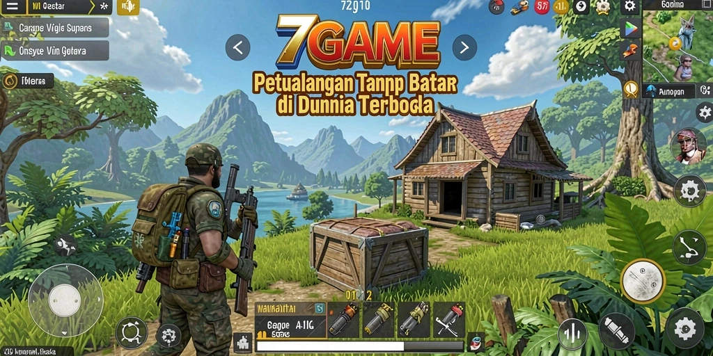 Screenshot gameplay 7GAME menunjukkan keindahan dunia terbuka.