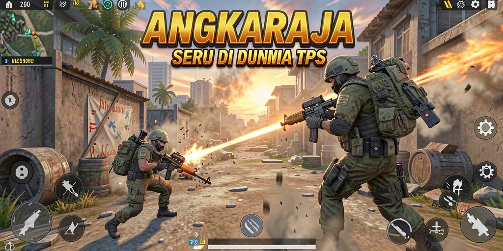 Screenshot utama ANGKARAJA menampilkan pertarungan TPS yang intens.