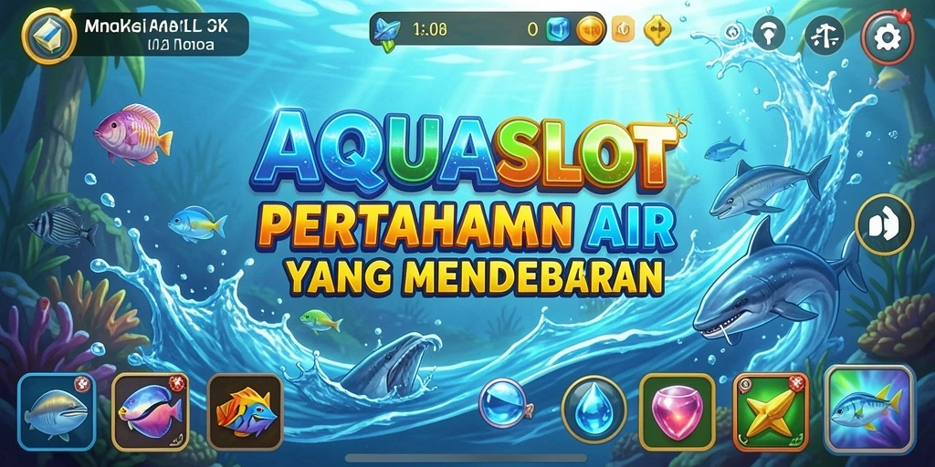 Tampilan gameplay menakjubkan dari AQUASLOT yang menunjukkan strategi Tower Defense.