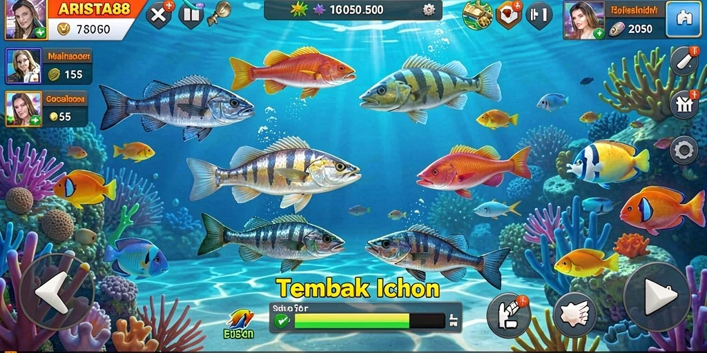 Screenshot utama ARISTA88 menampilkan gameplay Tembak Ikan yang seru.