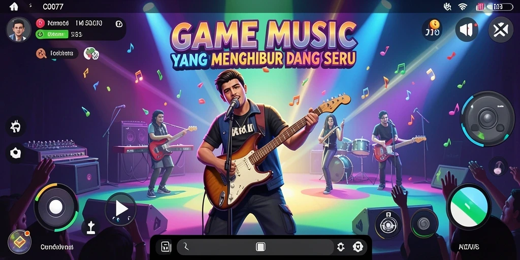 Screenshot gameplay C0077 menunjukkan pemain yang asyik menikmati musik.