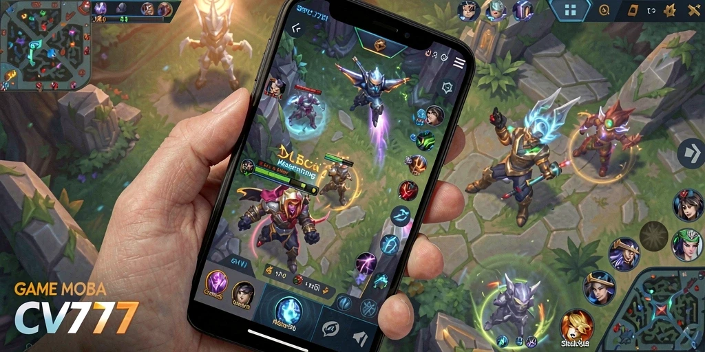 Gameplay seru dengan pertarungan karakter di arena MOBA.