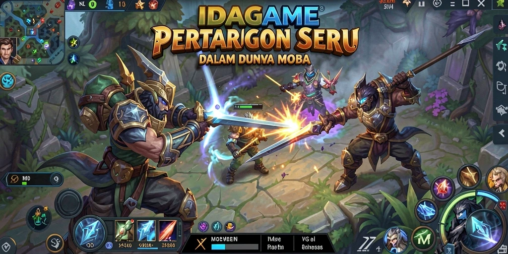Tangkapan layar utama IDAGAME menampilkan aksi seru dalam pertarungan MOBA.