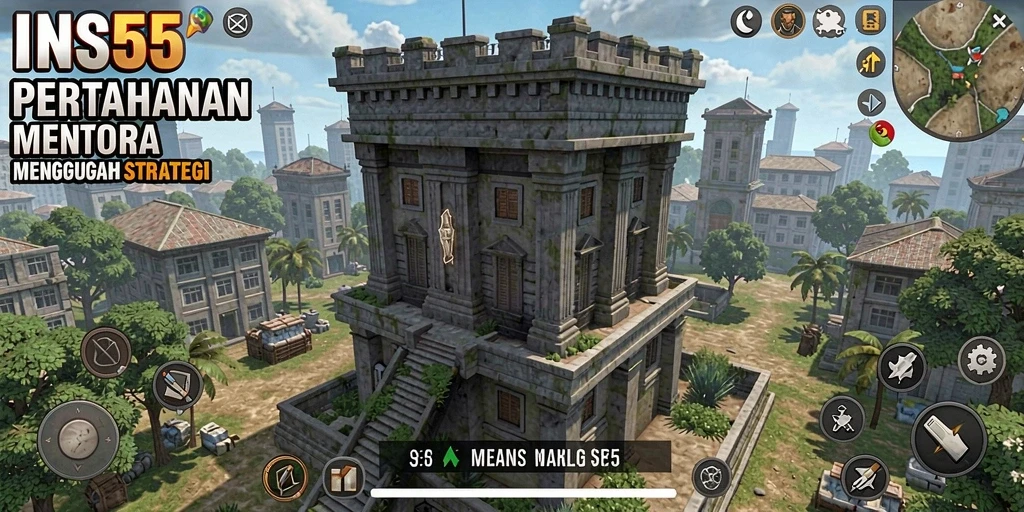 Tampilan gameplay INS55 menampilkan strategi Tower Defense yang intens.
