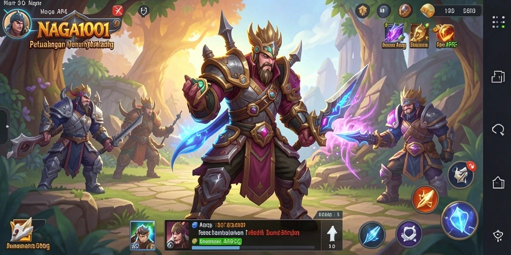 Screenshot menampilkan pertarungan epik dalam gameplay NAGA1001.