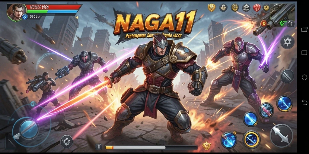 Screenshot utama NAGA11 menampilkan aksi gameplay yang mendebarkan.