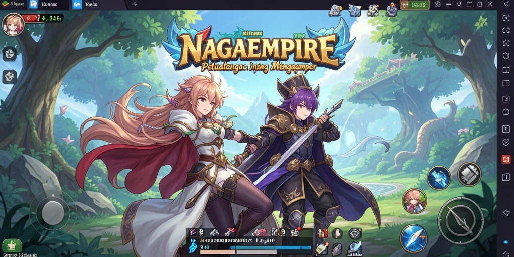 Tampilan gameplay NAGAEMPIRE dengan karakter anime yang epik.