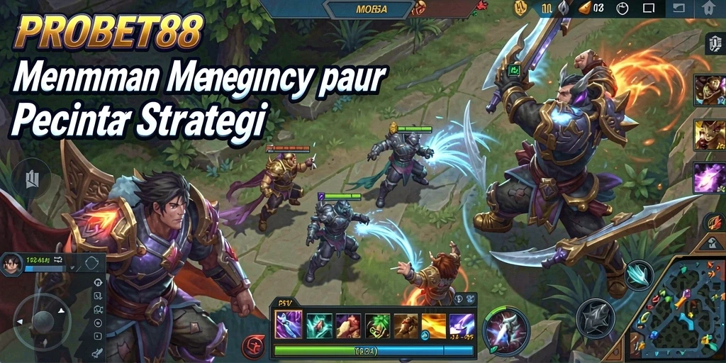 Tampilan gameplay MOBA yang menegangkan di PROBET88.