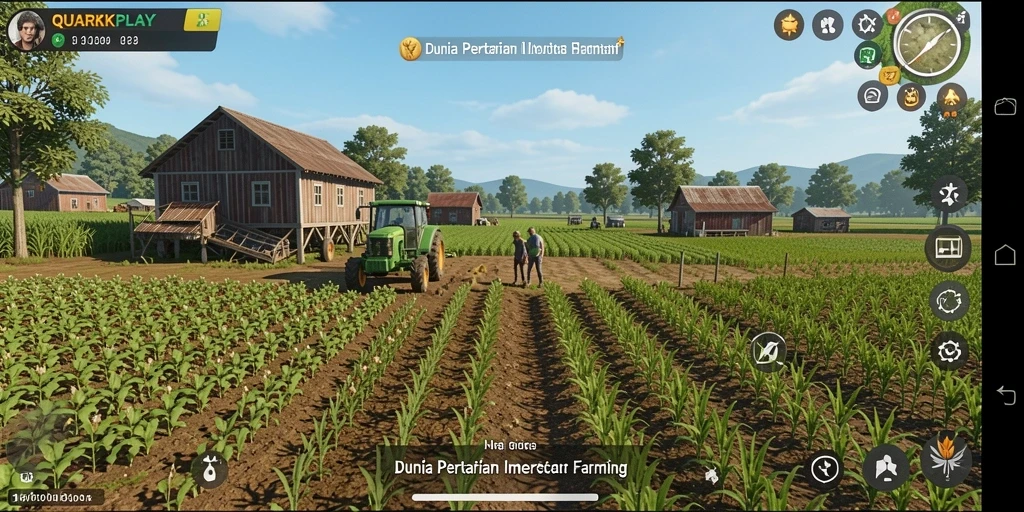 Tampilan gameplay QUARKPLAY yang menawan dengan aktivitas bertani.