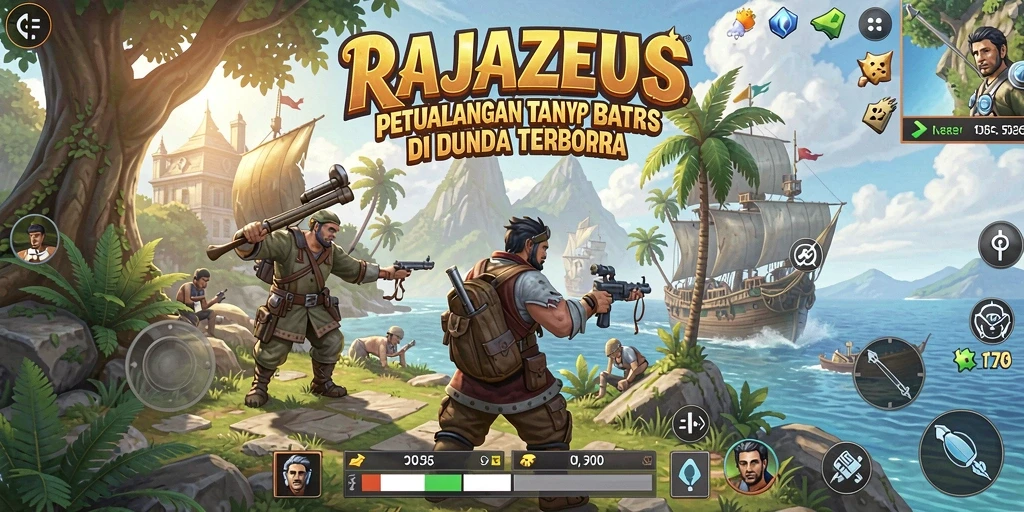 Screenshot menampilkan pemain menjelajahi dunia terbuka RAJAZEUS.
