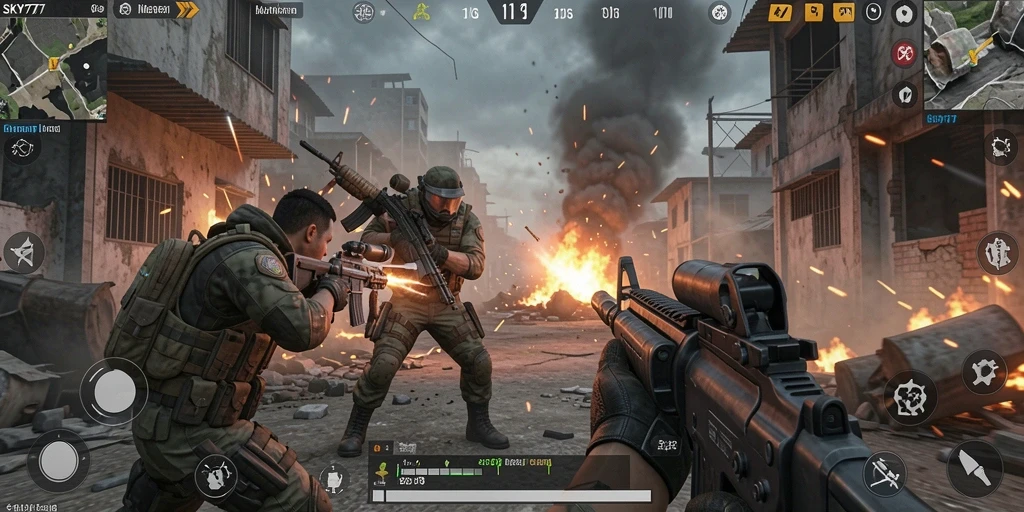 Gameplay menarik dengan pertempuran FPS intens di SKY77