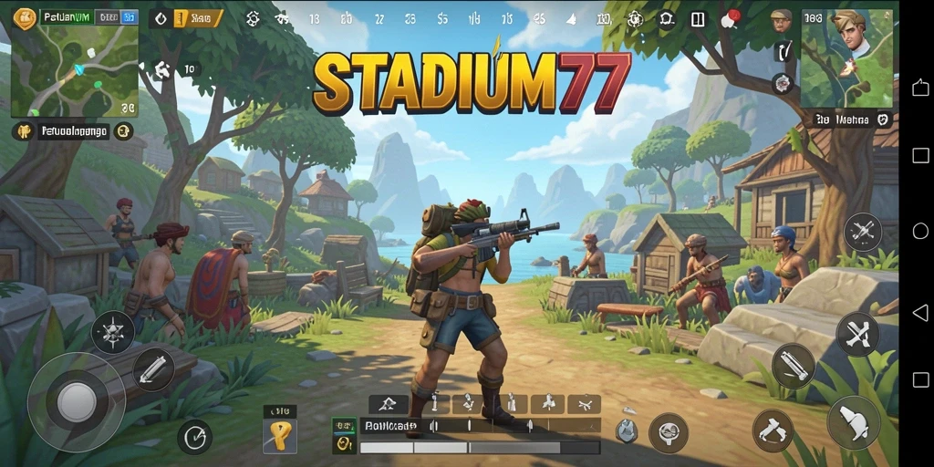 Tampilan gameplay Open World yang menakjubkan di STADIUM77.