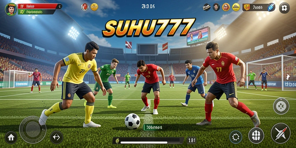 Screenshot utama dari gameplay SUHU777 yang penuh aksi olahraga.