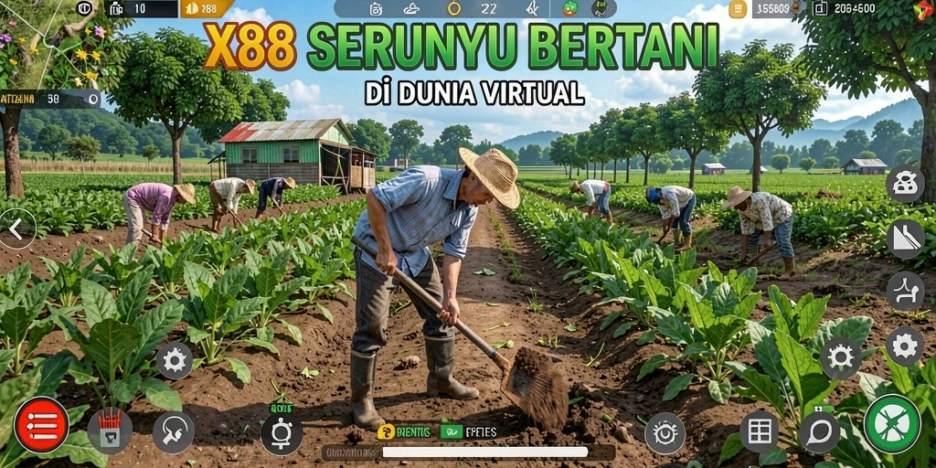 Gameplay menarik di kebun virtual X88 dengan berbagai tanaman.